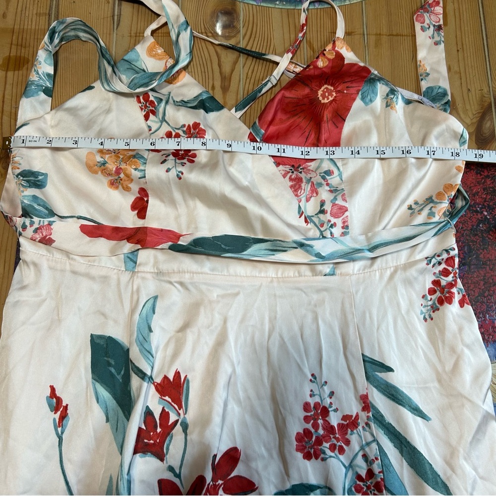 NWOT Lulus Still The One Cream Floral Satin Maxi Dress - Picture 7 of 10